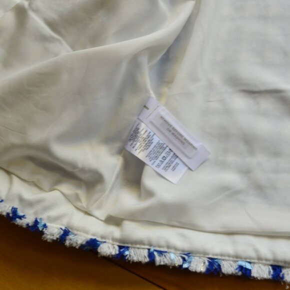 Ann Taylor Women’s Cropped Fringe Tweed Jacket Blue white Sz 8 office preppy - Picture 8 of 14